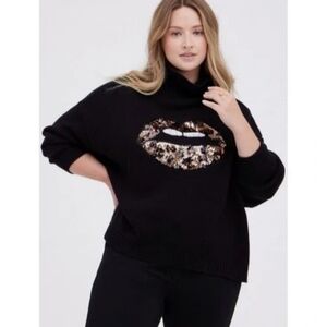 Plus Torrid Black Sequin Lip Sweater